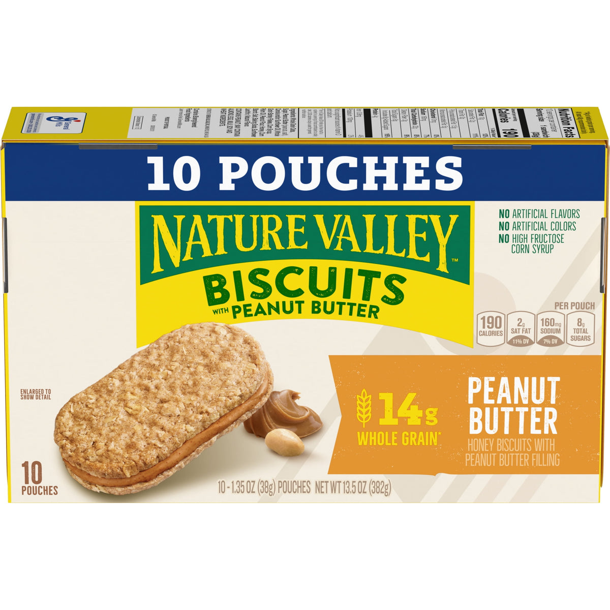 Nature Valley Biscuit Sandwiches, Peanut Butter, Snack Bars, 10 Bars, 13.5 oz
