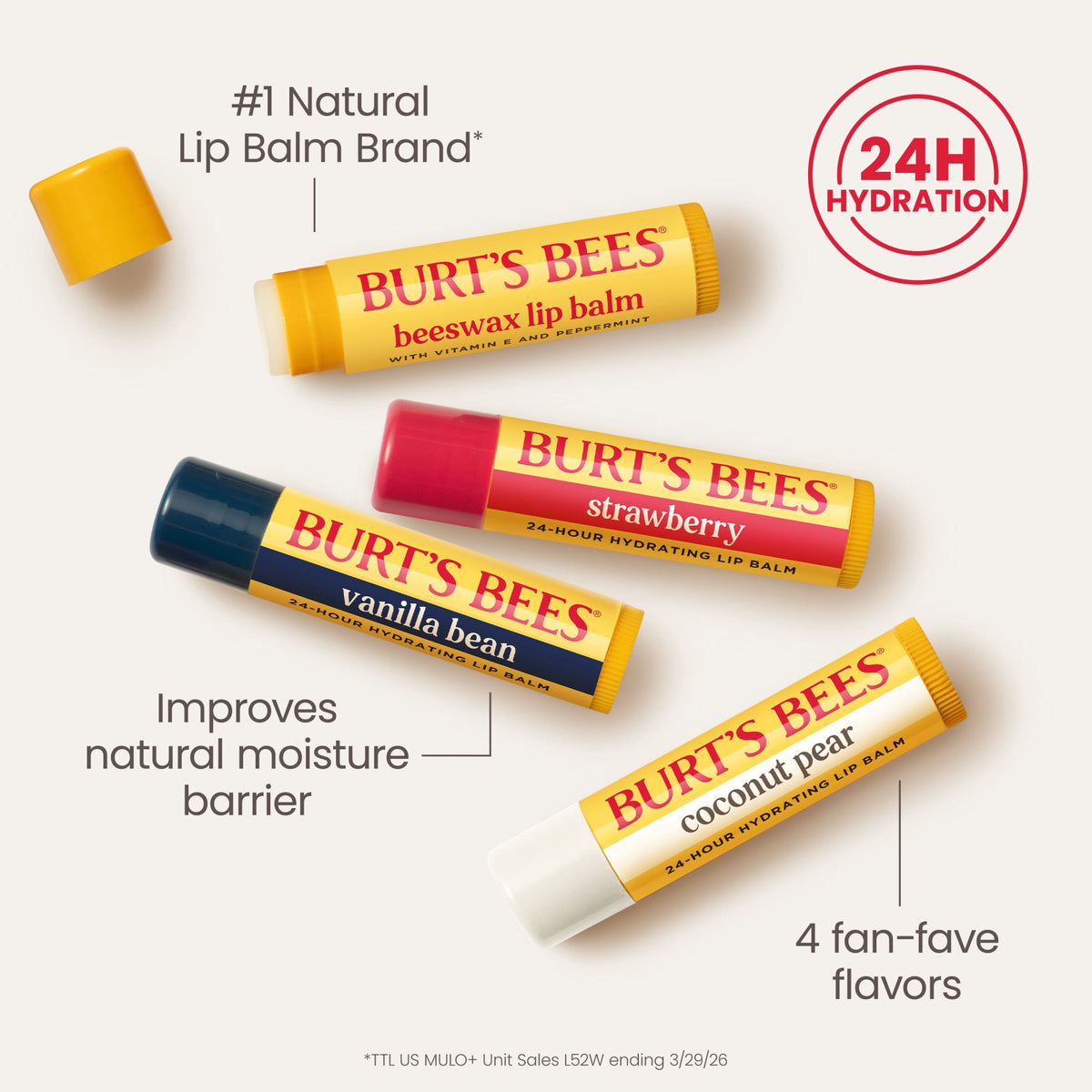 Burt's Bees Best of Burt's Hydrating Lip Balm Variety Pack, Multi Flavor, 4 Pack