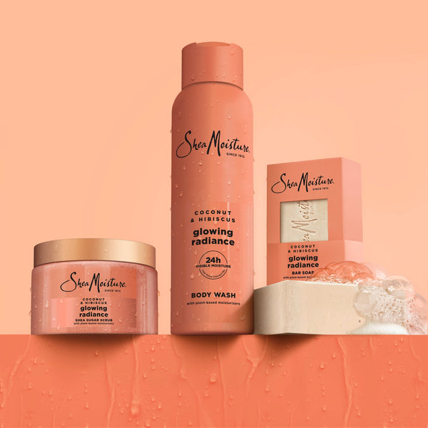 SheaMoisture Bar Soap Glowing Radiance Coconut And Hibiscus Glowing Radiance Bar Soap With 24h Shea Moisture Nutrients For Healthy, Glowing Skin ,8 oz