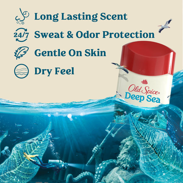 Old Spice Men's Antiperspirant Deodorant, Invisible Solid Stick, Deep Sea, 3.4 oz