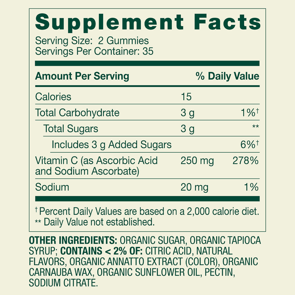Spring Valley Vitamin C Supplement, Orange Flavor, 250 mg, 70 Count, Gummies for Immune Health