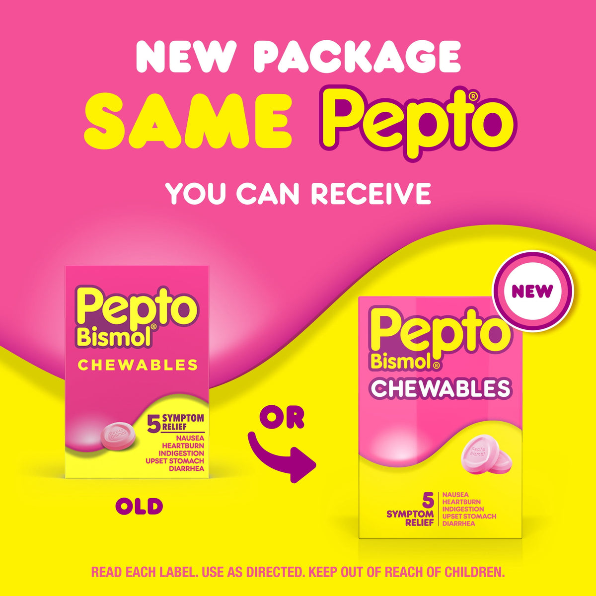 Pepto Bismol Chewable Tablets, Upset Stomach and Anti Diarrheal Relief, 30 Count