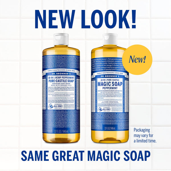 Dr.Bronner's Magic Soap, Peppermint, Pure-Castile Body Wash Liquid Soap, 32 fl oz