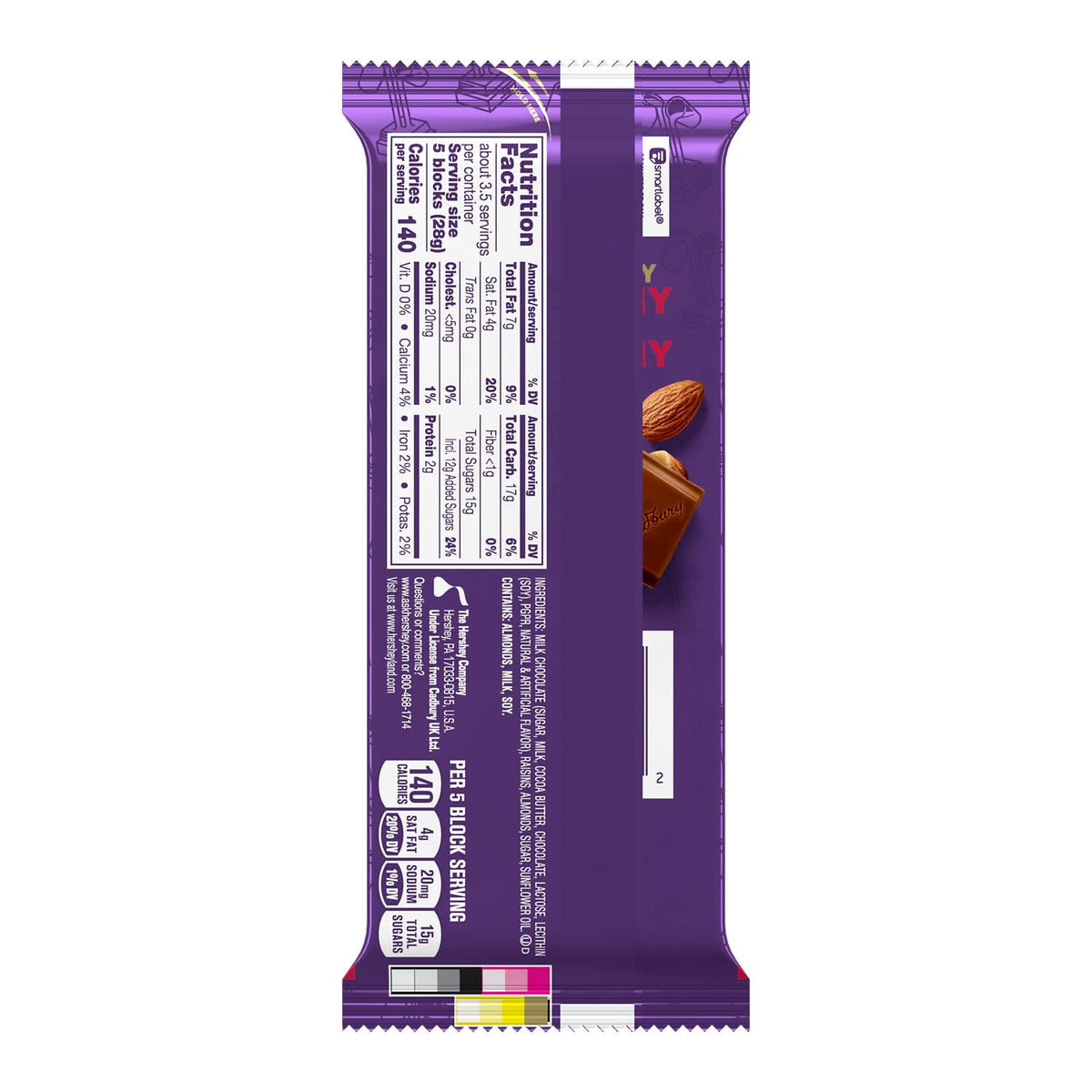 Cadbury Dairy Milk Fruit & Nut Milk Chocolate Candy Bar, 3.5 Oz