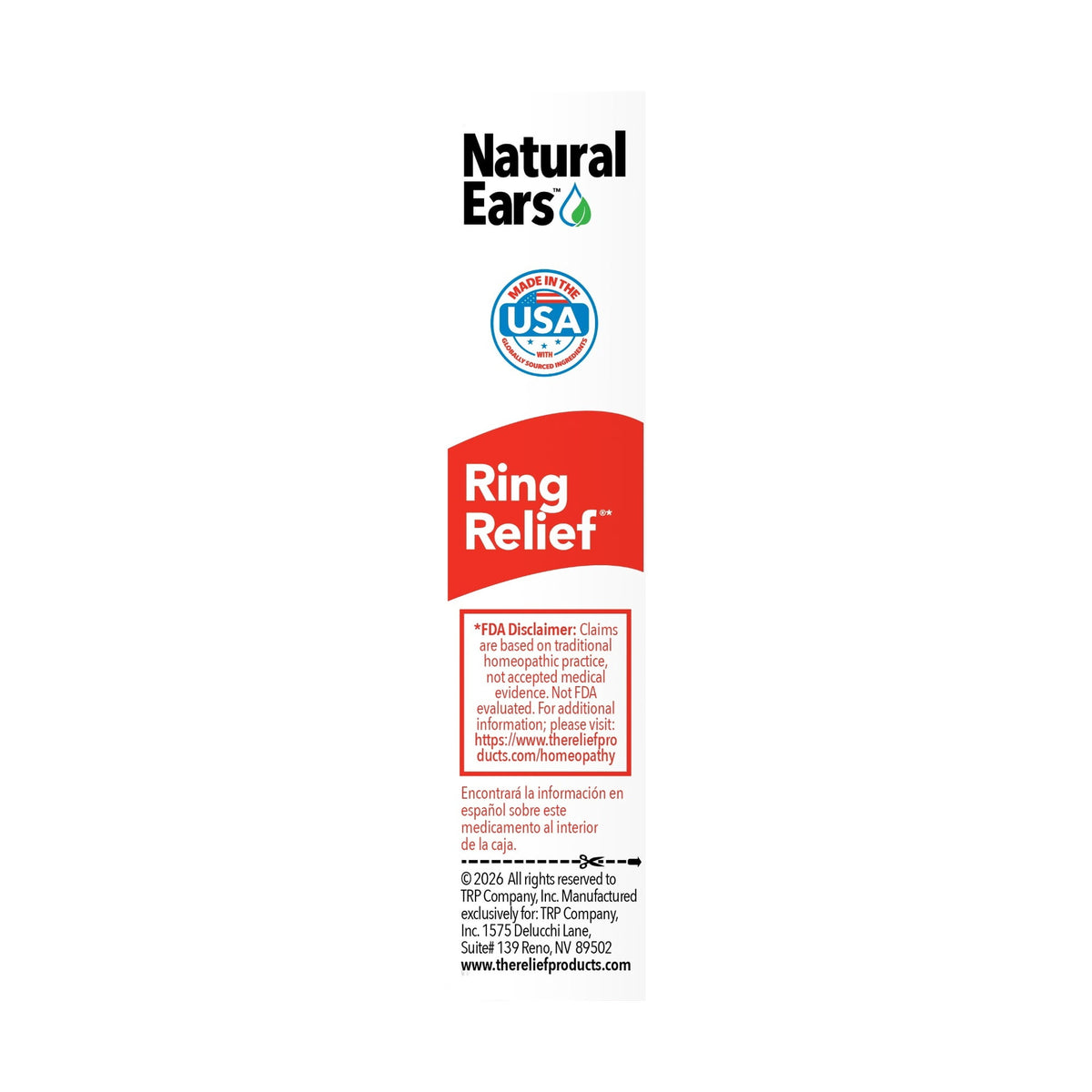 Natural Ears Ring Relief Ear Drops, for Ear Ringing, Buzzing, Discomfort, 0.33 fl oz