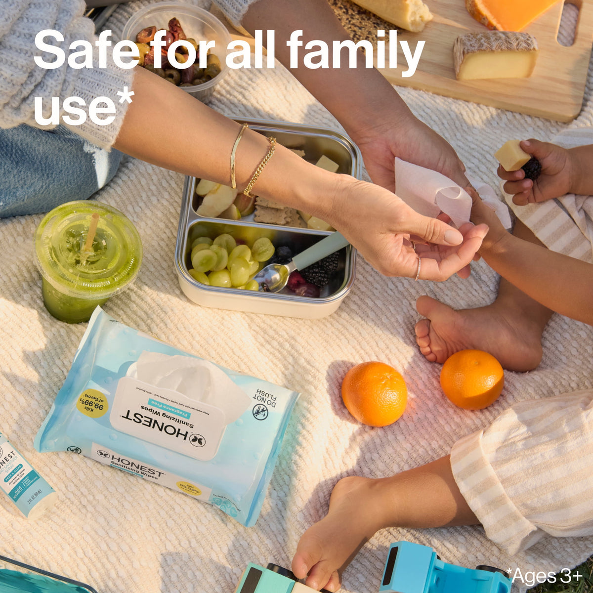 The Honest Company Fragrance Free Sanitizing Alcohol Wipes, Antibacterial with Aloe, Kills 99.99% of Germs, 50 Count