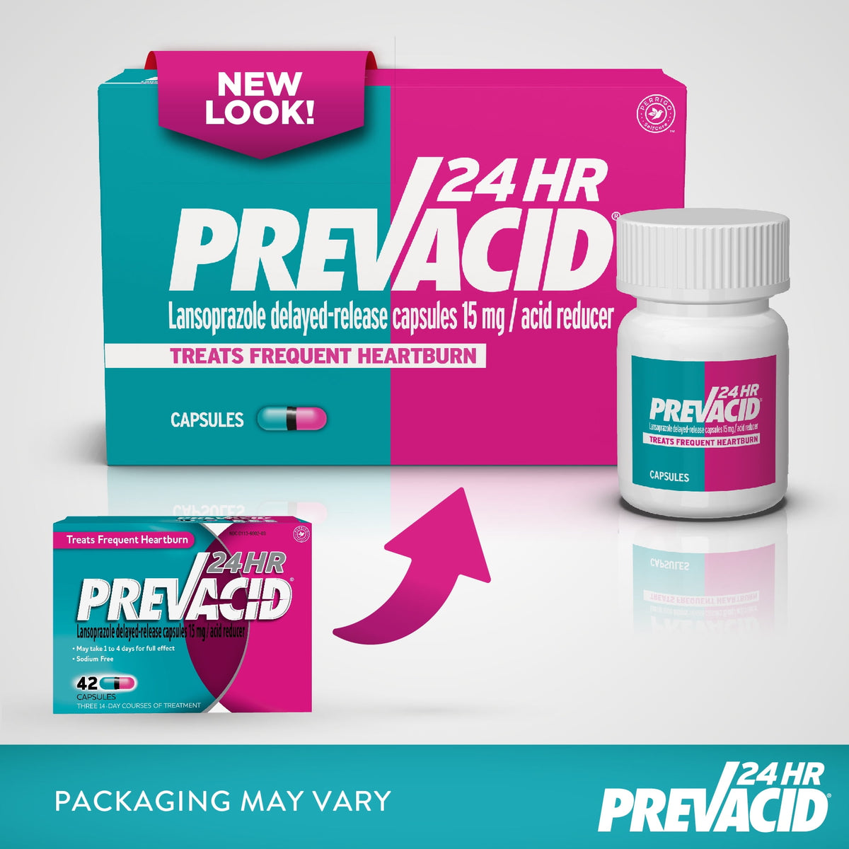 Prevacid 24HR Lansoprazole Delayed-Release Capsules for Heartburn Relief, 15 mg, 14 Count