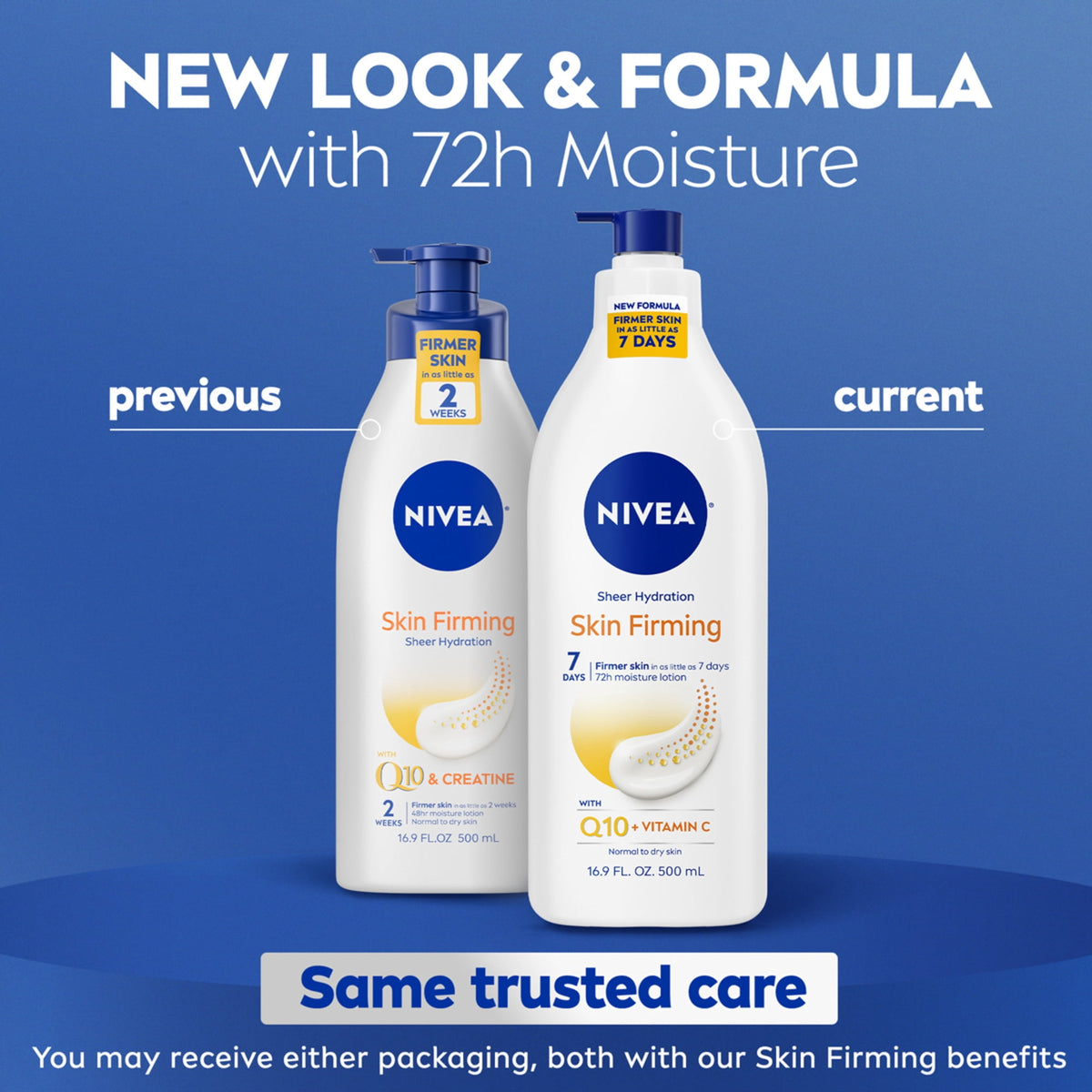 NIVEA Skin Firming Sheer Hydration Body Lotion with Q10 and Vitamin C, 16.9 fl oz