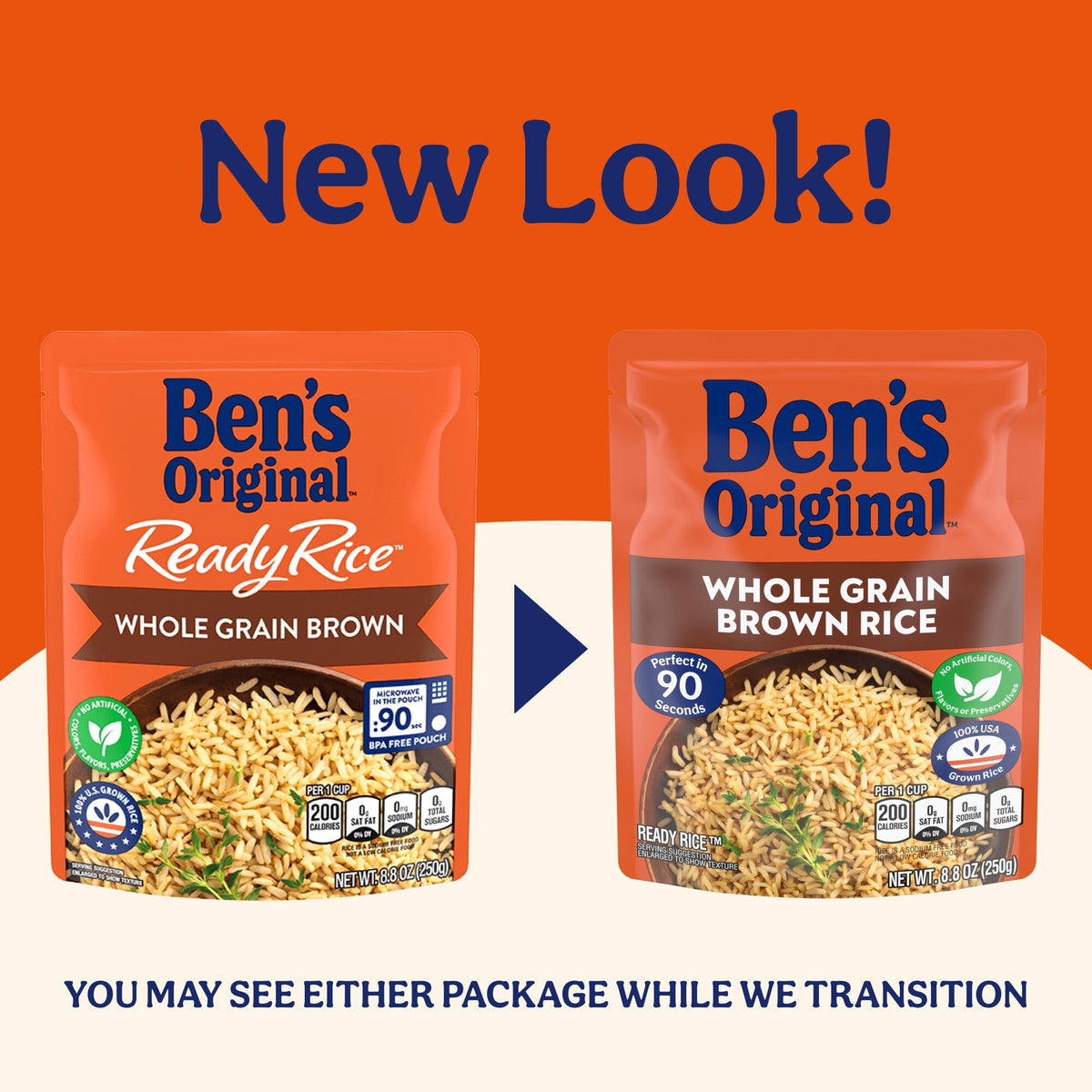 Ben's Original Ready Whole Grain Brown Rice, Easy Dinner Side, 8.8 Ounce Pouch