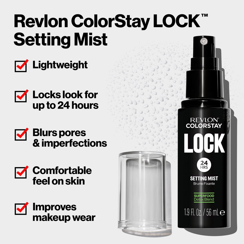 Revlon ColorStay Lock Setting Mist Spray, Lightweight, Longwear, Setting Mist, 1.9 fl oz