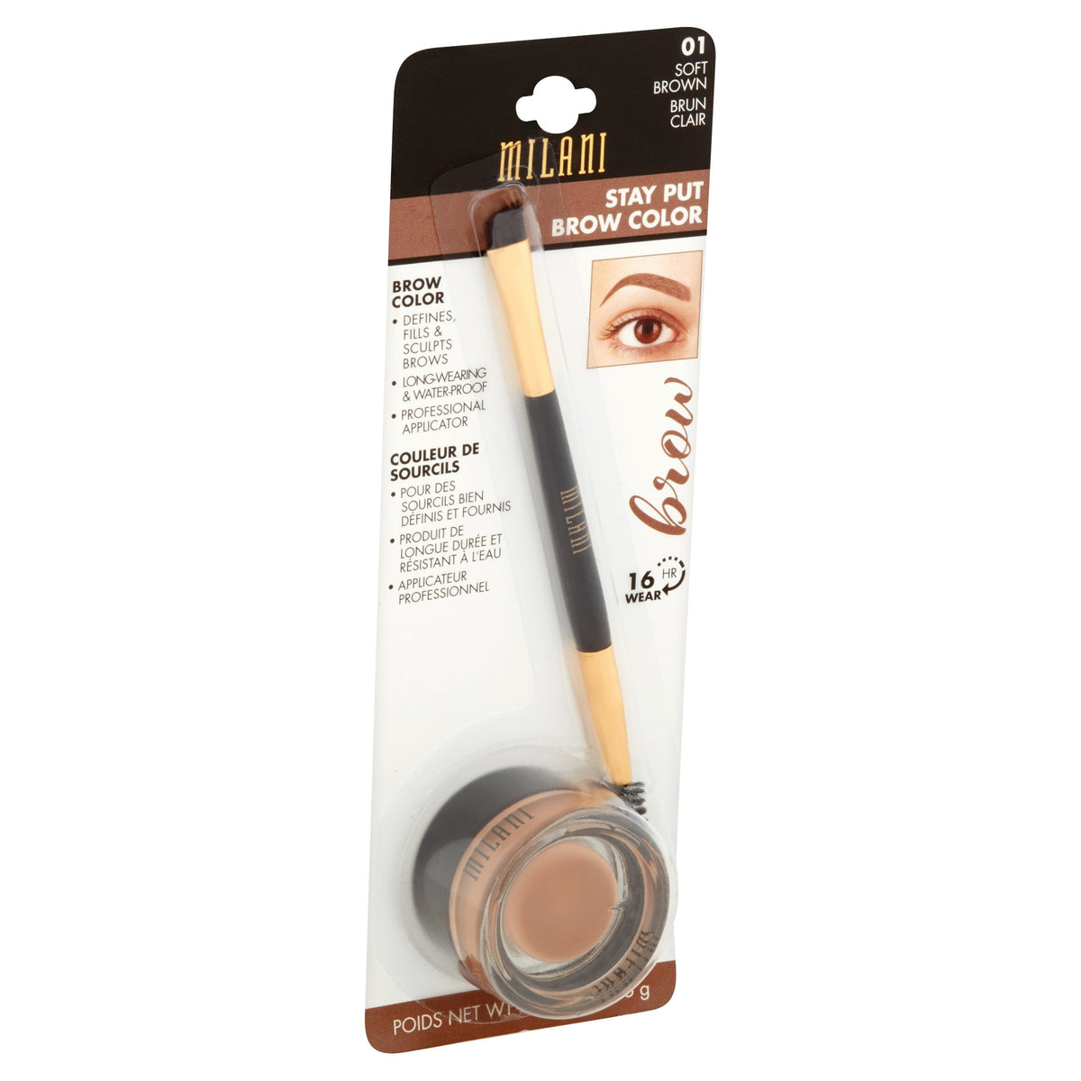 Milani Stay Put Brow Color, Soft Brown, 0.09 oz