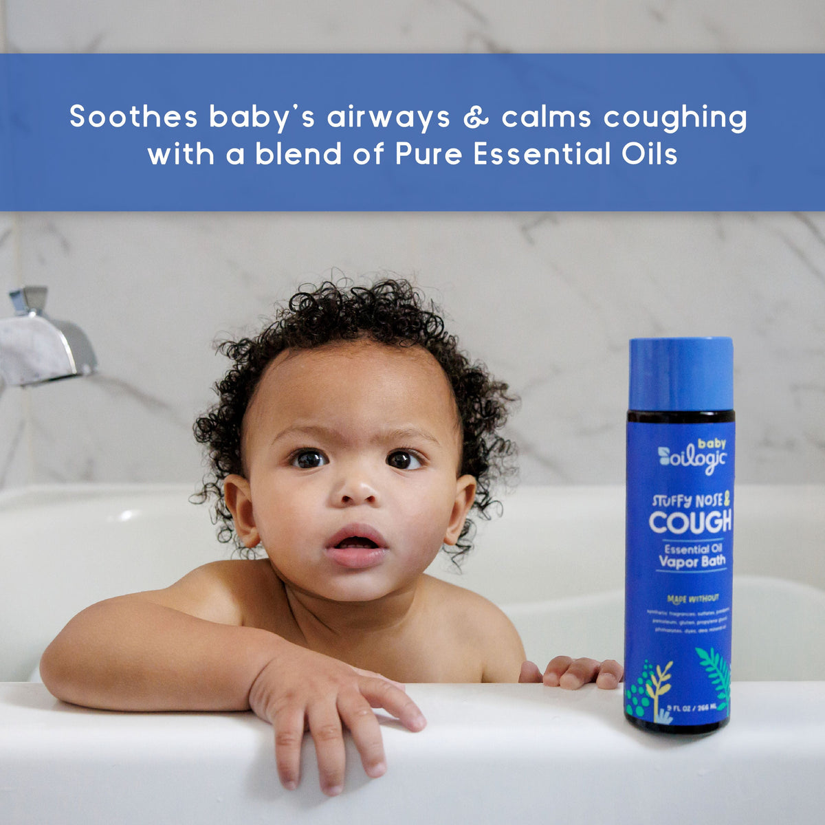 Oilogic Stuffy Nose & Cough, Essential Oil Vapor Bath for Baby, 9 fl oz