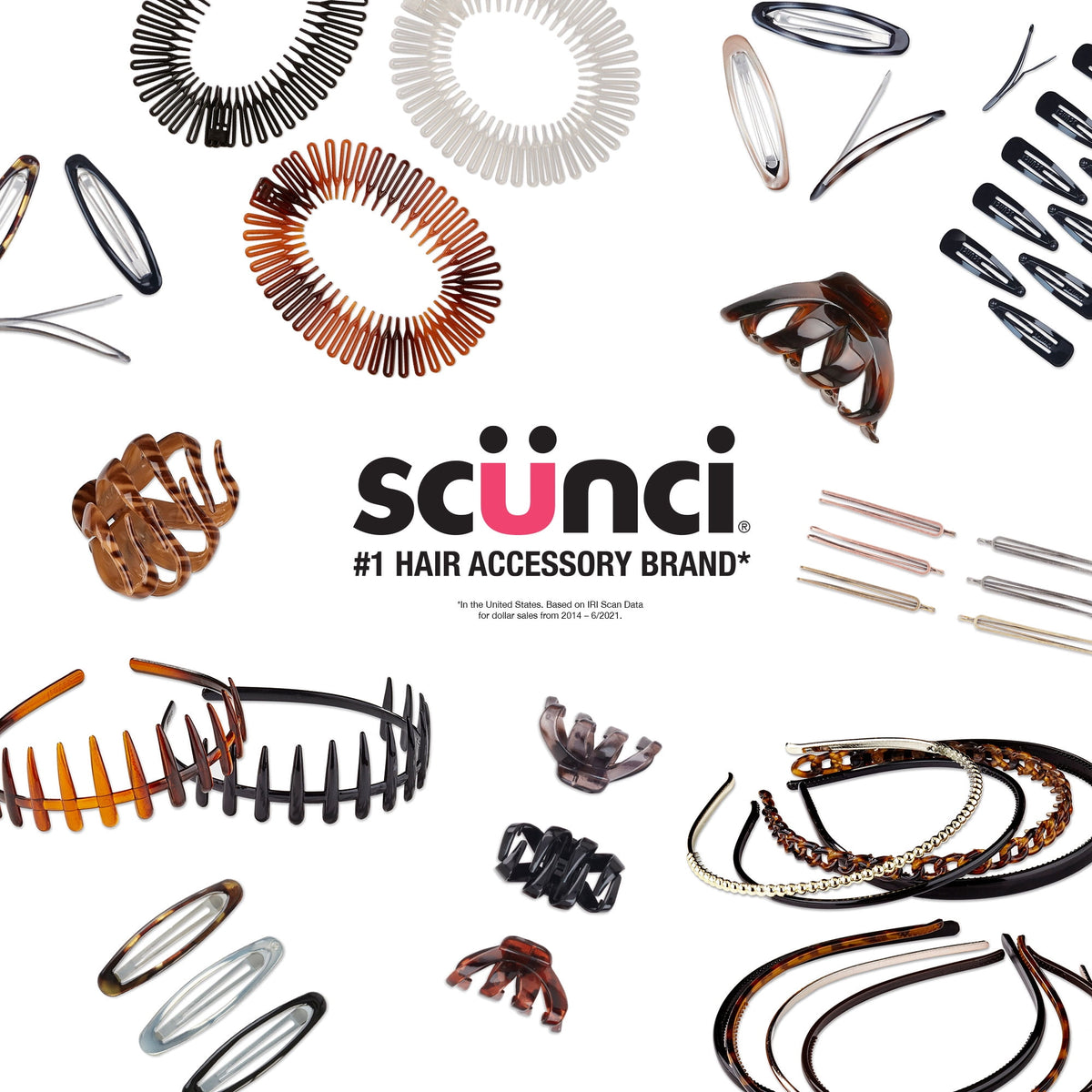 Scunci Octopus Claw Clip, Assorted Sizes, Multicolor, 6 Count
