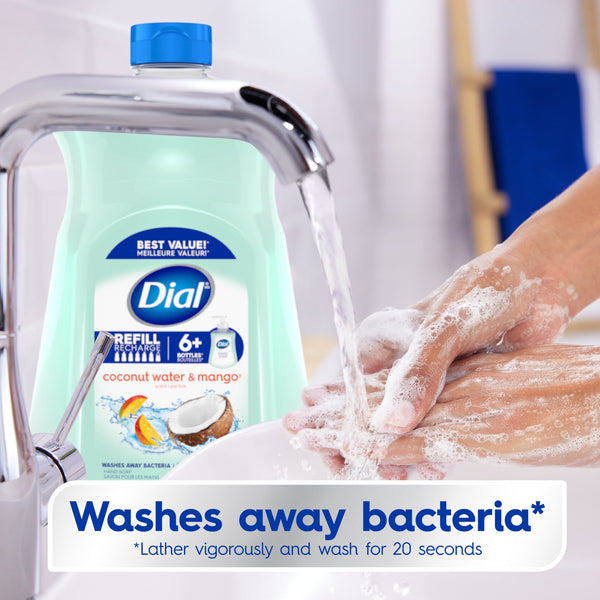 Dial Clean + Gentle Liquid Hand Soap Refill, Coconut Water & Mango Gentle Hand Soap, 52 oz