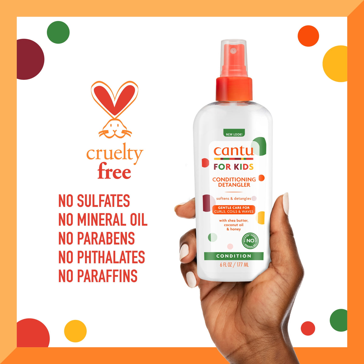 Cantu Kids Conditioning Detangling Spray with Shea Butter, Coconut Oil & Honey, 6 fl oz