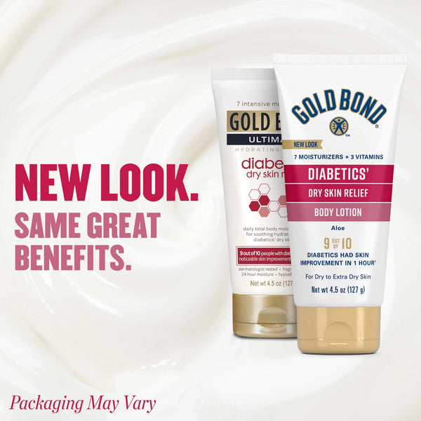 Gold Bond Diabetic Body Lotion, Dry Skin Relief with Vitamin E & Aloe to Soothe and Moisturize Flaky, Rough Skin, 4.5 oz
