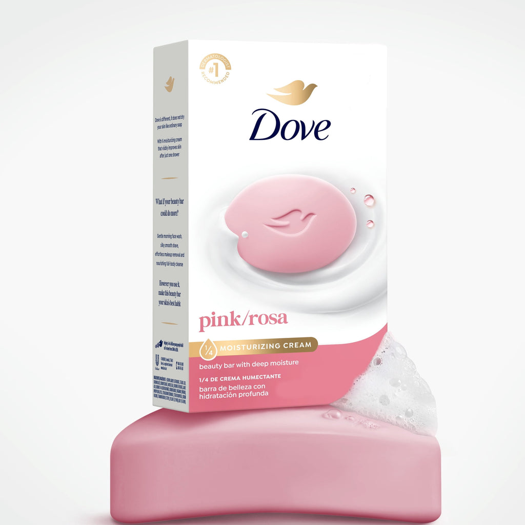 Dove Beauty Bar Soap for Soft Smooth Skin, Pink Rosa, Cleans & Moisturizes, 3.75 oz 12 Bars
