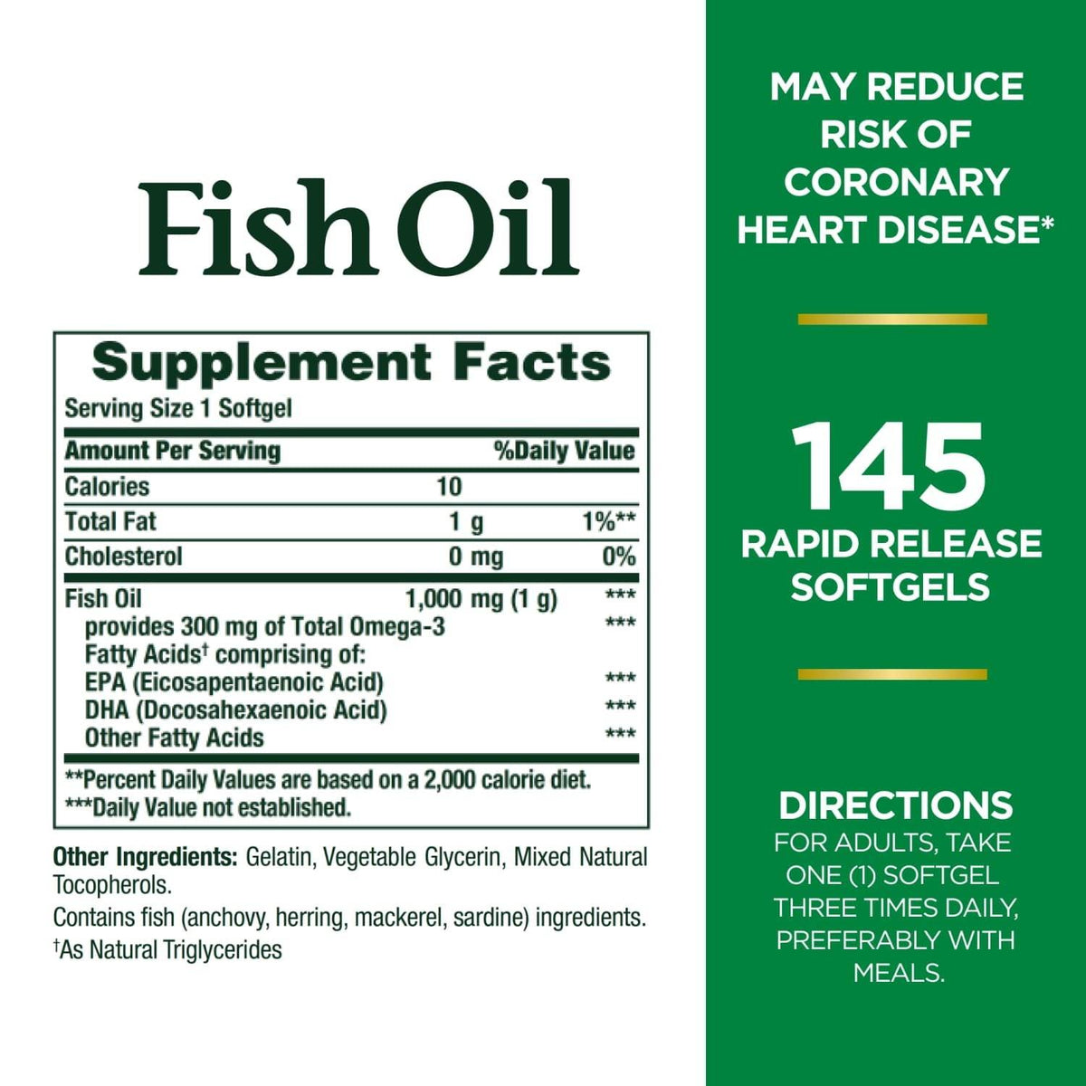 Nature's Bounty Fish Oil, 1000 mg, Rapid Release Softgels, 145 ea - OTC Shoppe Express