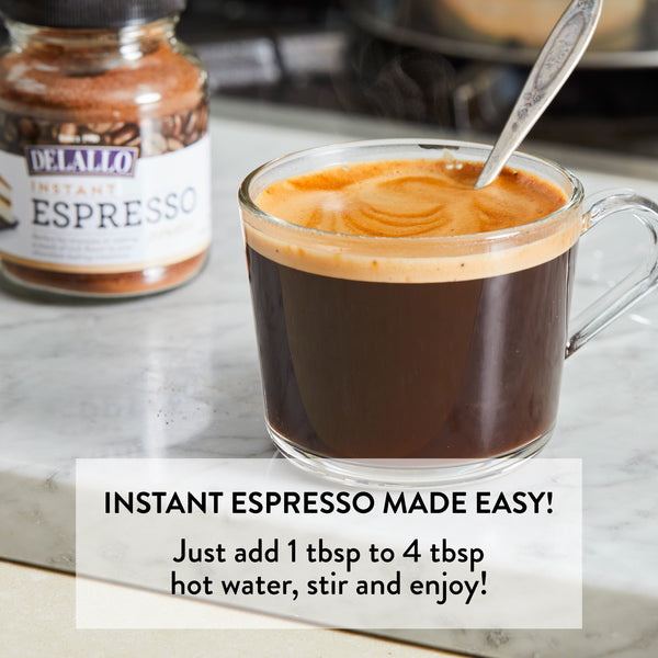 DeLallo Instant Espresso Powder for Baking & Drinks, 100% Instant Coffee, Naturally Caffeinated, 1.94 oz Jar