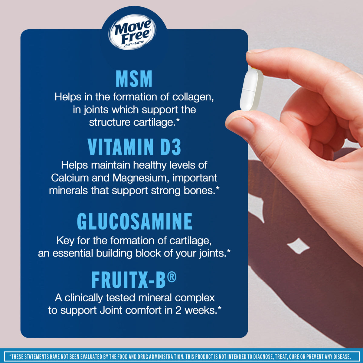 Move Free Advanced Plus MSM and Vitamin D3, Joint Health Supplement with Glucosamine and Chondroitin, 80 Count