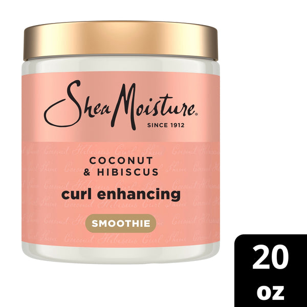 SheaMoisture Curl Enhancing Smoothie Hair Cream for Thick, Curly Hair Coconut and Hibiscus Sulfate Free and Paraben Free Curl Cream, 20 oz