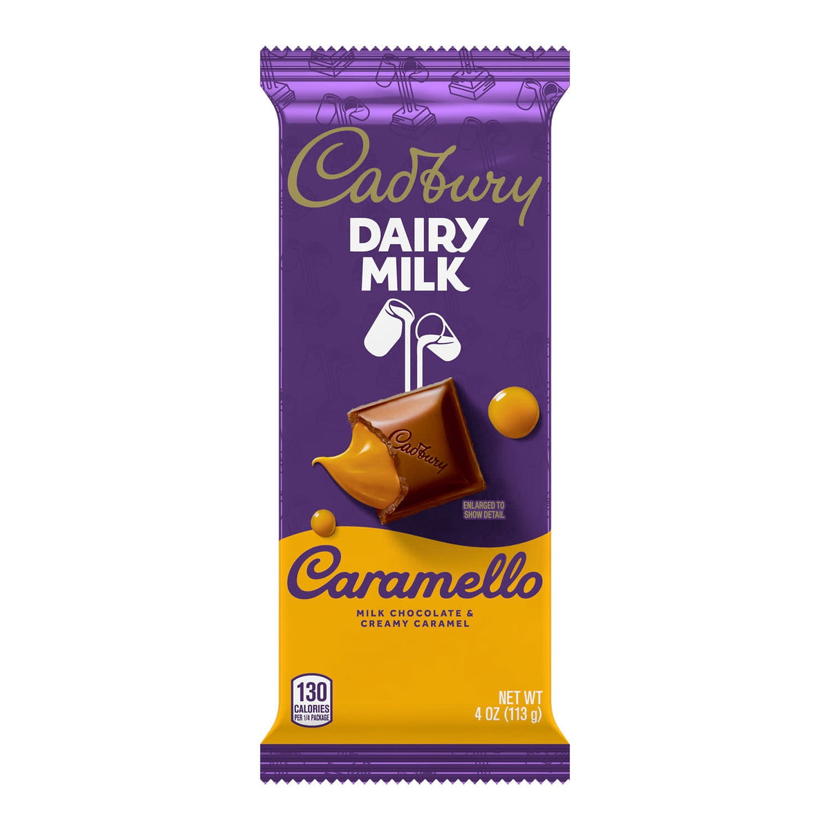 Cadbury Dairy Milk Caramello Milk Chocolate Caramel Candy, Bar 4 oz