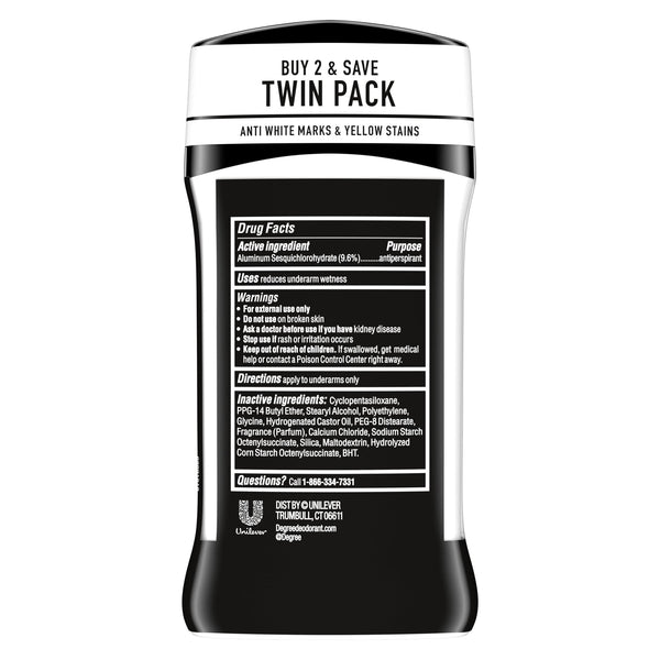 Degree Men UltraClear Antiperspirant Deodorant 72-Hour Sweat & Odor Protection Black + White Antiperspirant For Men With MotionSense Technology 2.7 oz