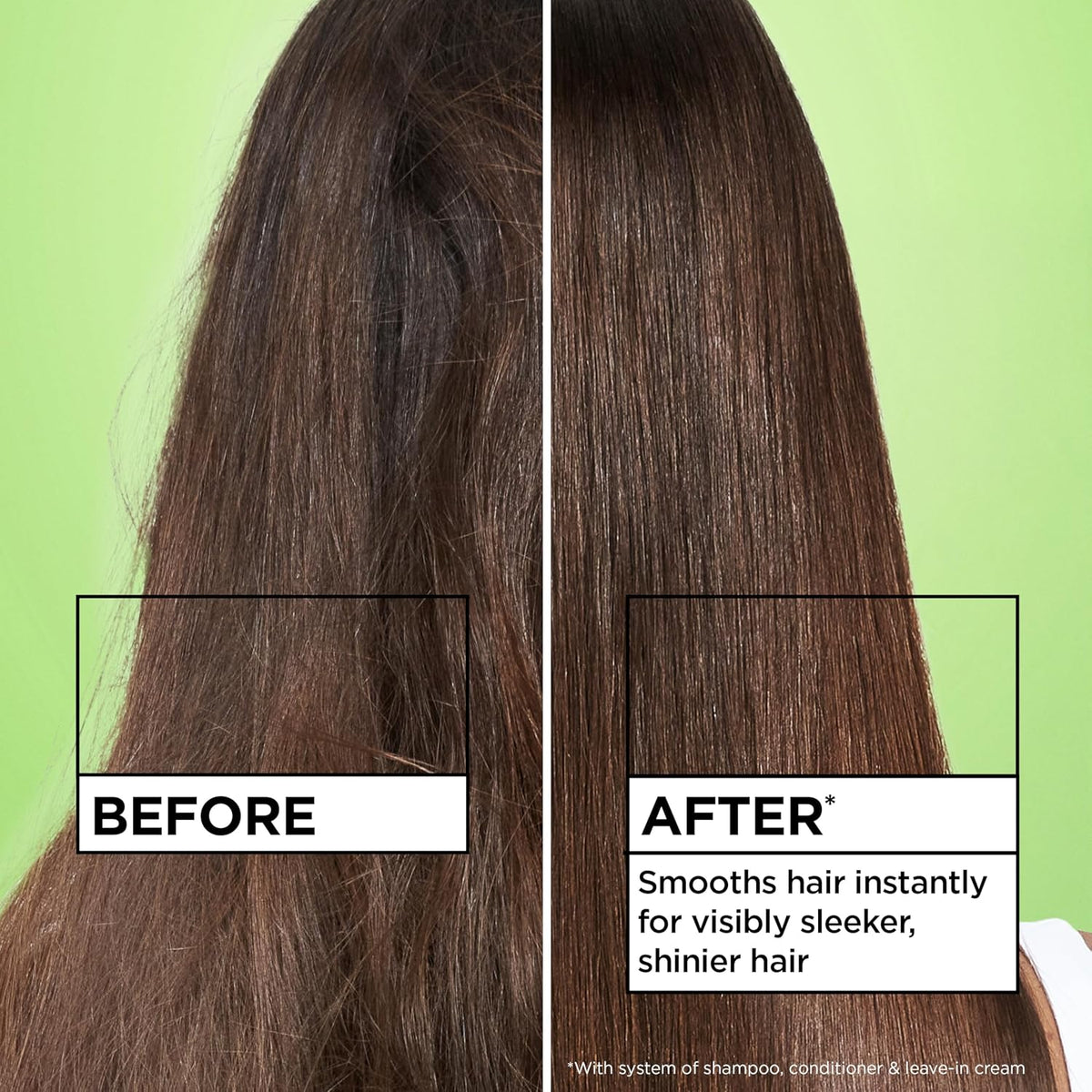 Garnier Fructis Sleek & Shine Leave-In Conditioner Cream, Anti-Frizz Hair Treatment with Plant Keratin + Argan Oil, Controls Frizz and Provides
