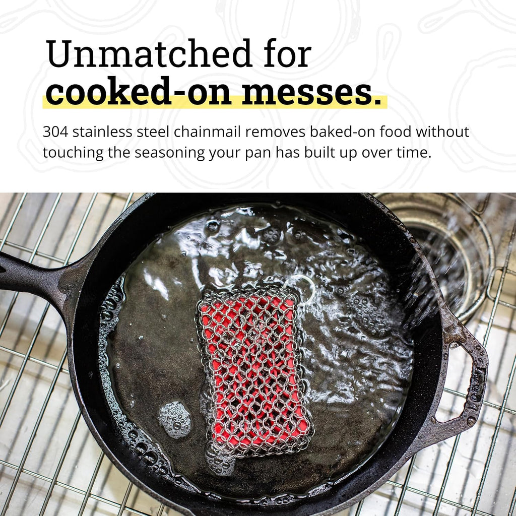 Lodge Chainmail Scrubbing Pad Stainless Steel Red