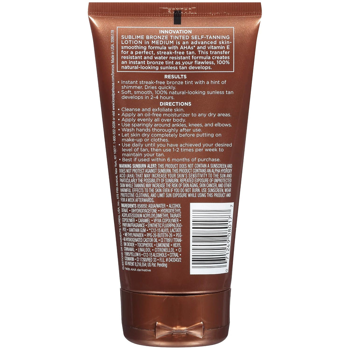 L'Oreal Paris Sublime Bronze Tinted Self Tanning Lotion, Medium Natural Tan 5 fl. Oz
