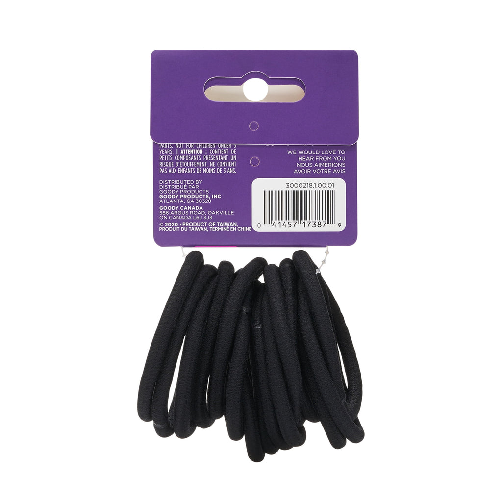 Goody Ouchless Super Stretch Hair Ties for Thick Hair, Secure Grip, All-Day Wear, Black, 15 Count