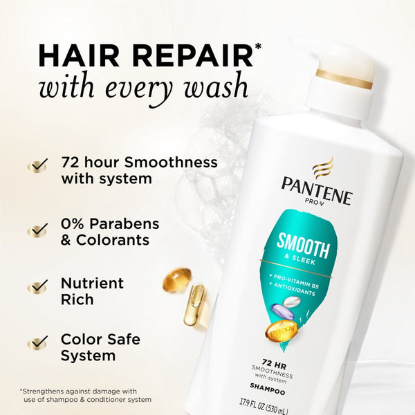 Pantene Pro-V Shampoo, Smooth and Sleek, 17.9 fl oz