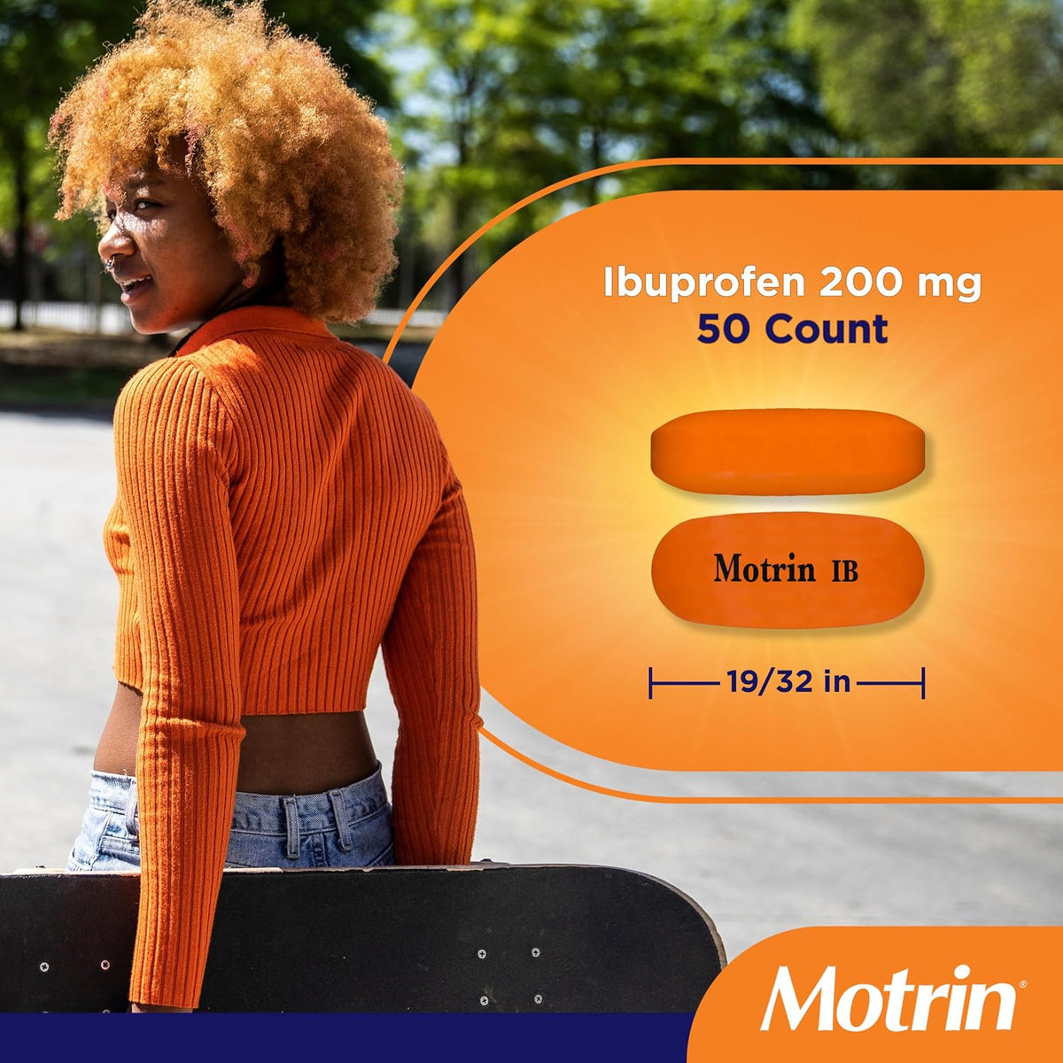 Motrin IB Ibuprofen Tablets, 200 mg Ibuprofen, 50 ct