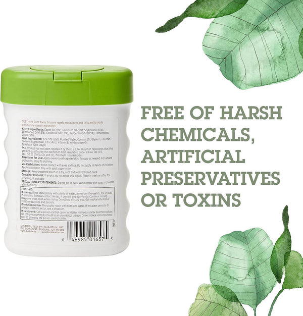 Quantum Buzz Away Extreme Repellent Pop-Up Towelette Dispenser, 25 ea - OTC Shoppe Express