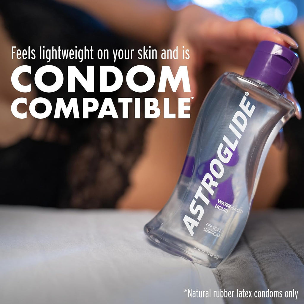 Astroglide Liquid Water Based Personal Lube, for Men, for Women, Condom Compatible Lube, 5 fl oz