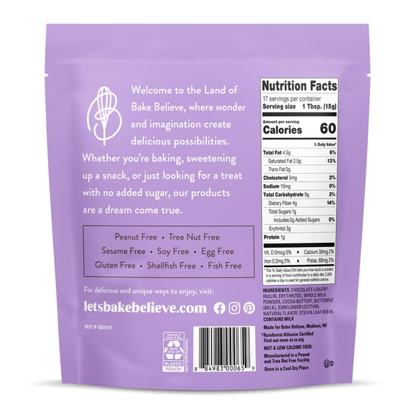 Bake Believe, Keto-Friendly, Milk Baking Chips, 9 oz Bag