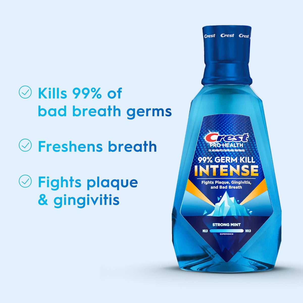Crest Mouthwash, Pro-Health Intense Mouthwash/Mouth Rinse, Strong Mint, 1 L (33.8 fl oz)