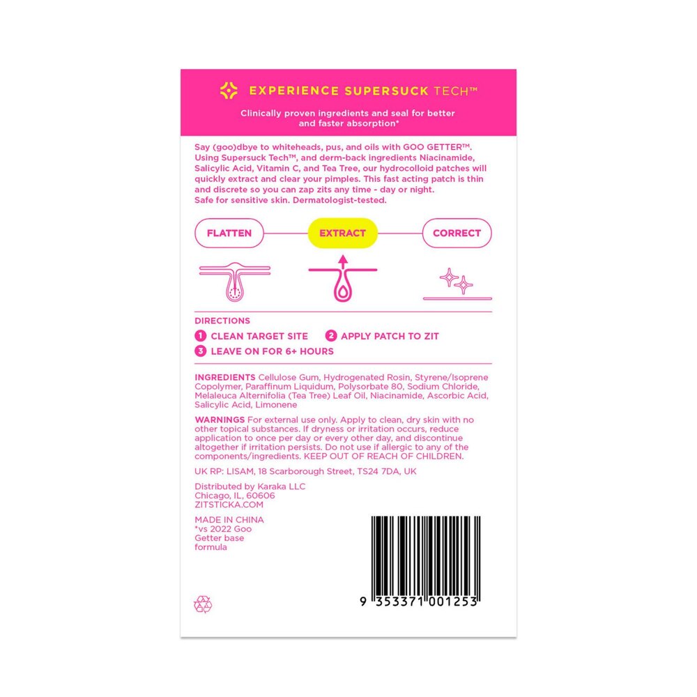 ZitSticka GOO GETTER Surface Zit Hydrocolloid Patch, 36 ea