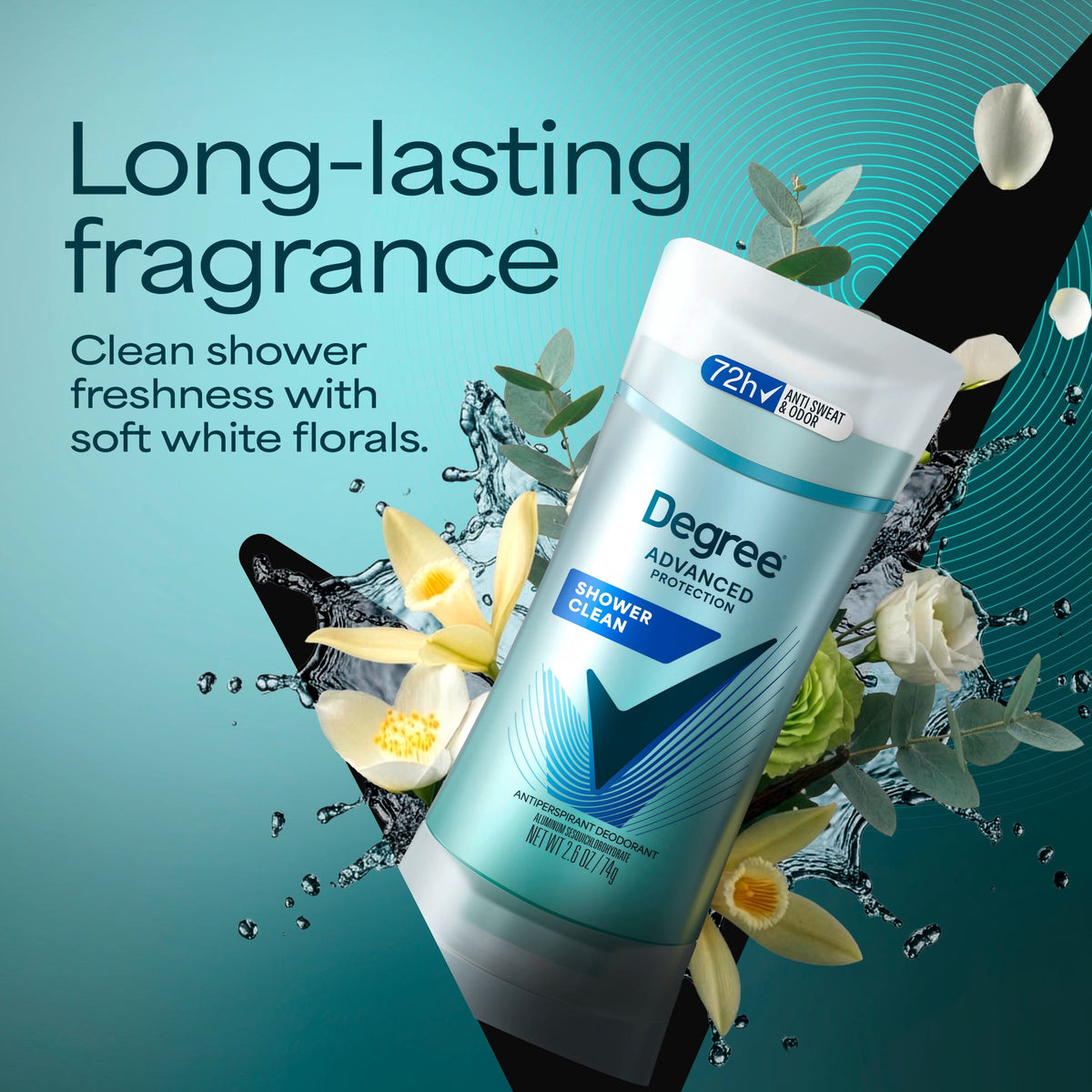 Degree Advanced Protection Antiperspirant Deodorant for 72-Hour Sweat & Odor Control for Women, Shower Clean with Body Heat Activated Technology