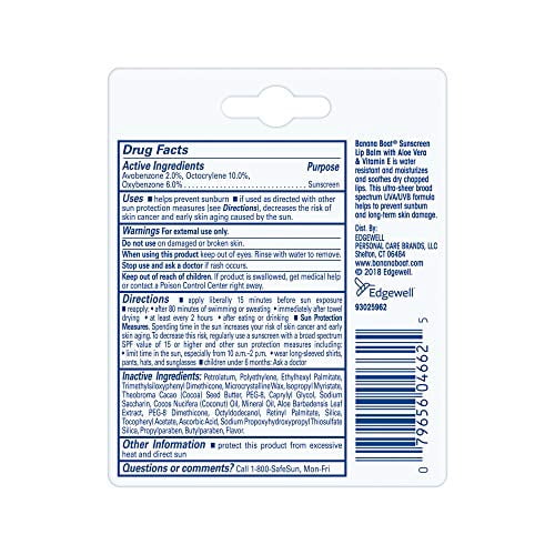 Banana Boat Lip Balm SPF 45, Travel Sunscreen Lip Balm, with Aloe Vera & Vitamin E, 1 Ct, 0.15 oz