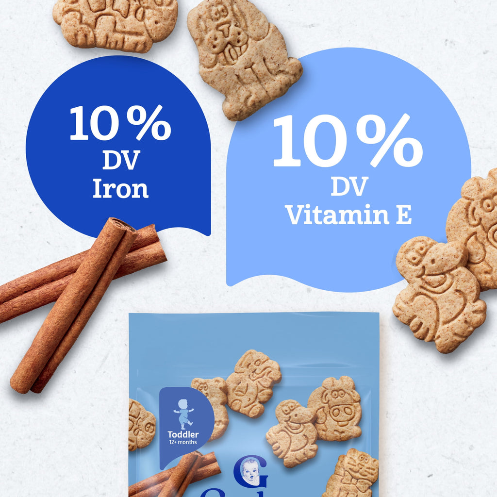 Gerber Toddler Snacks for Toddlers, Cinnamon Graham Animal Crackers, 6 oz Pouch Bag