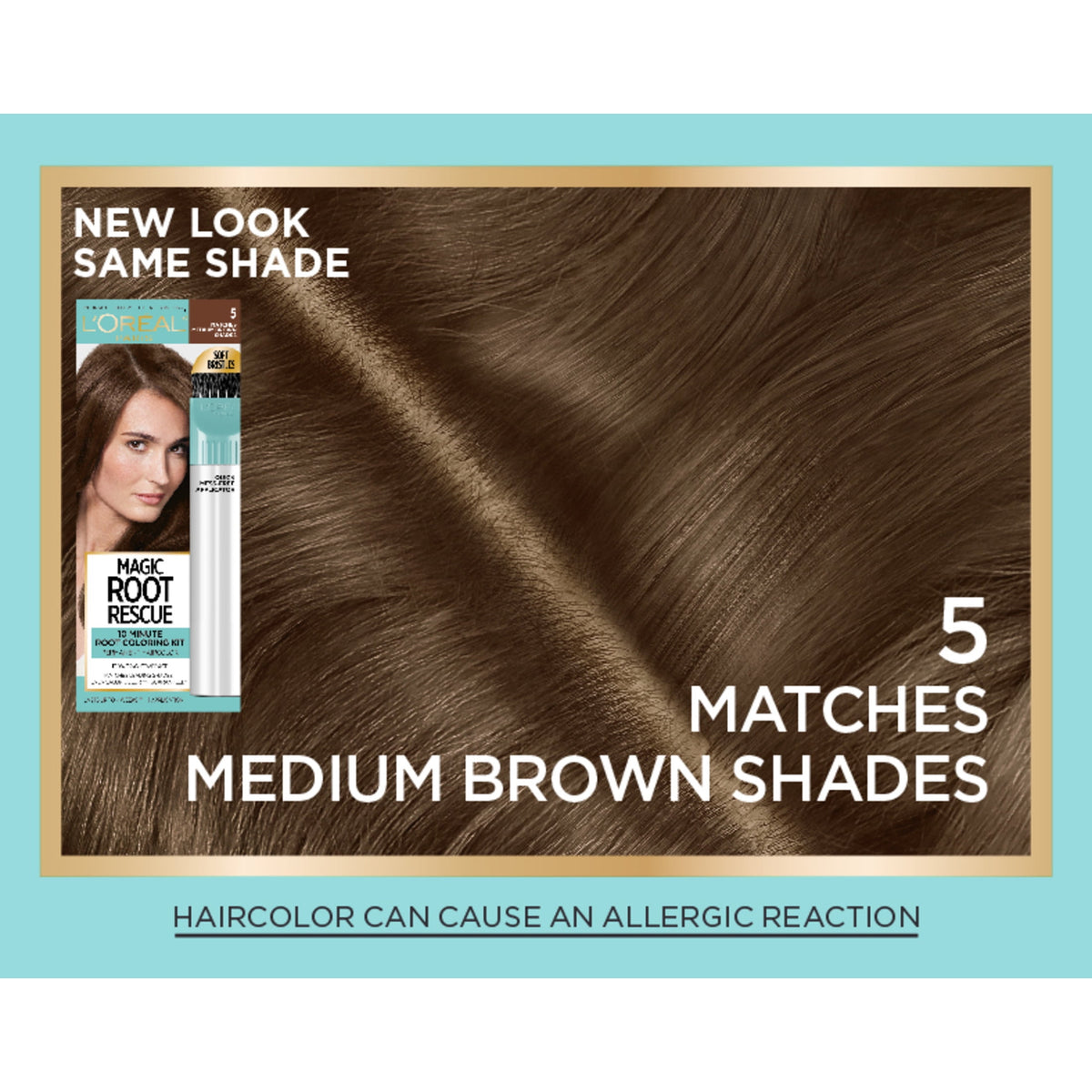 L'Oreal Paris Magic Root Rescue 10 Minute Root Hair Coloring Kit, 5 Medium Brown, 1 kit