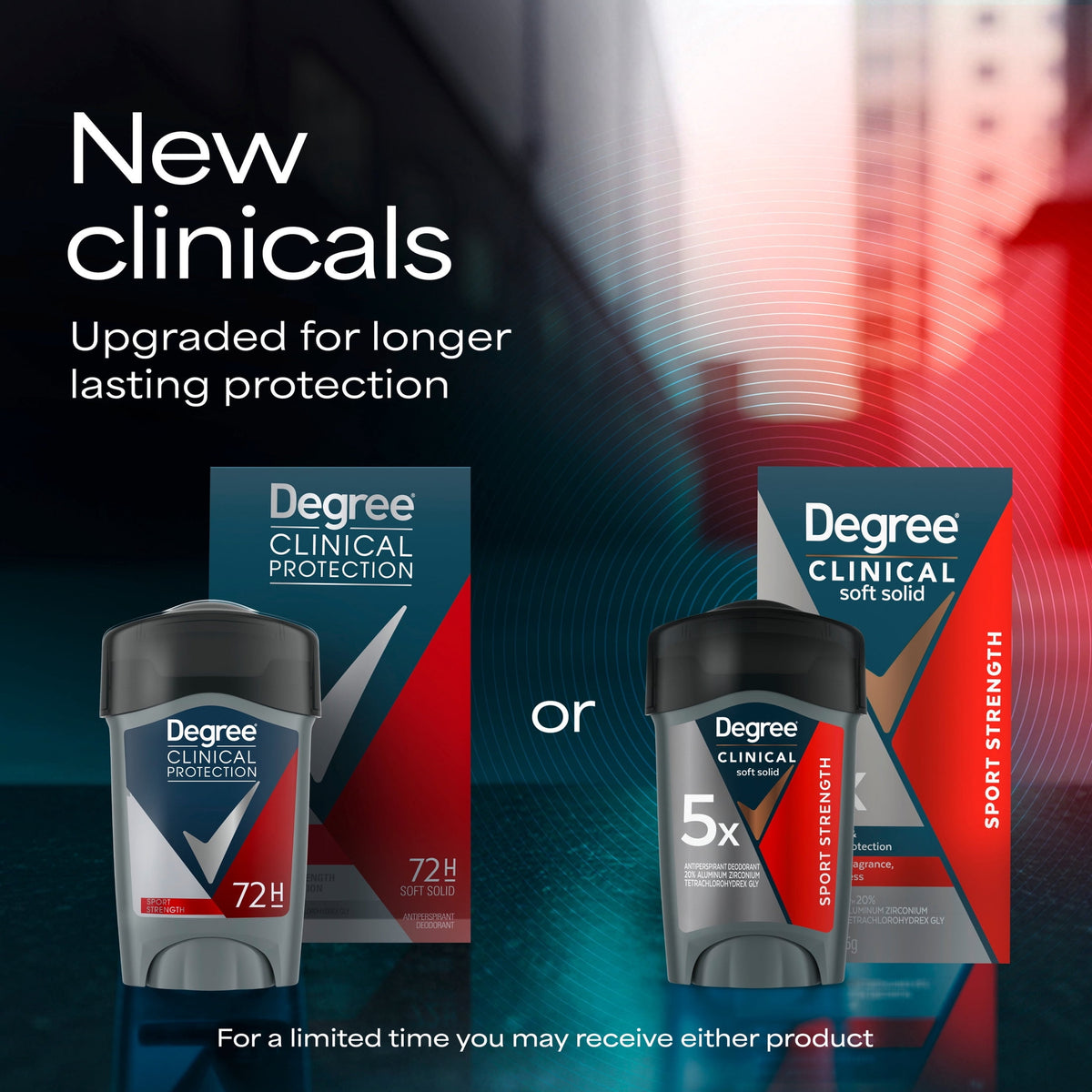 Degree Men Clinical Strength Antiperspirant Deodorant 96-Hour Sweat and Odor Protection Sport Strength Soft Solid 5x Types of Sweat, 1.6 oz