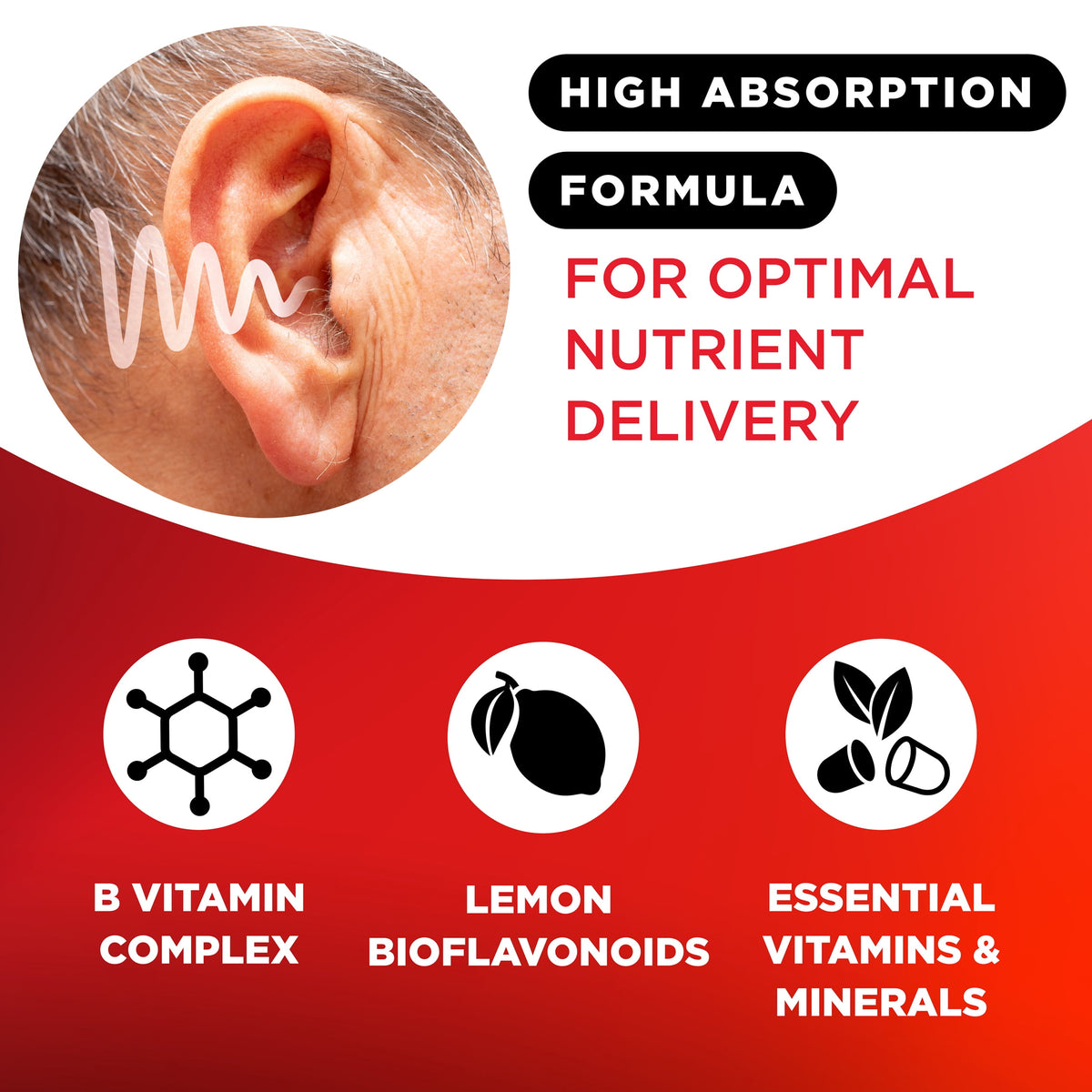 Lipo Flavonoid Ear Ringing Relief - Lemon Bioflavonoid Complex with Essential Vitamins, 100 Count