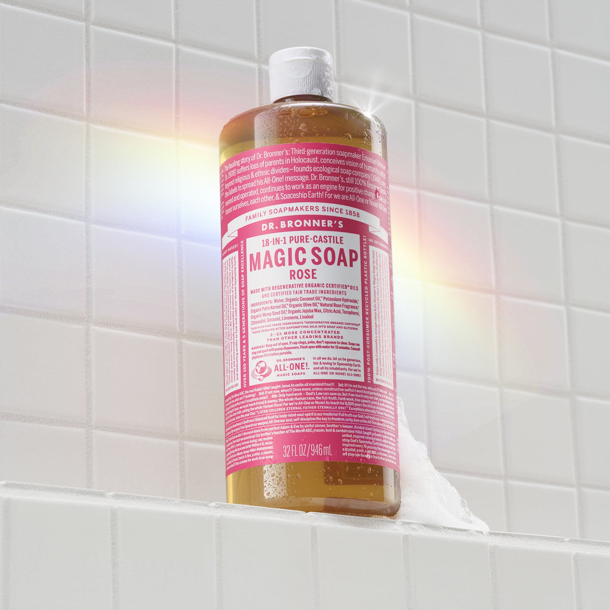 Dr.Bronner's Magic Soap, Rose, Pure-Castile Body Wash Liquid Soap, 32 fl oz