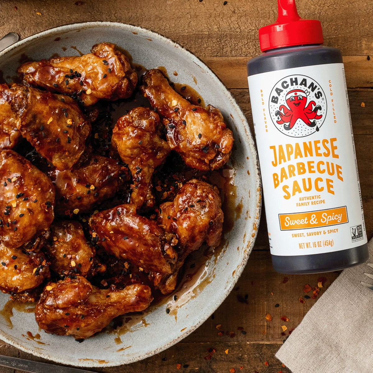 Bachan's Sweet & Spicy Japanese Barbecue BBQ Sauce, 16oz Bottle - Bold, Fresh, Umami Flavor