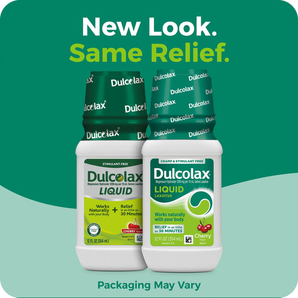 Dulcolax Saline Laxative Liquid, Fast & Gentle Constipation Relief, Cherry Flavor, Magnesium Hydroxide 1200 mg, 12 fl. oz.