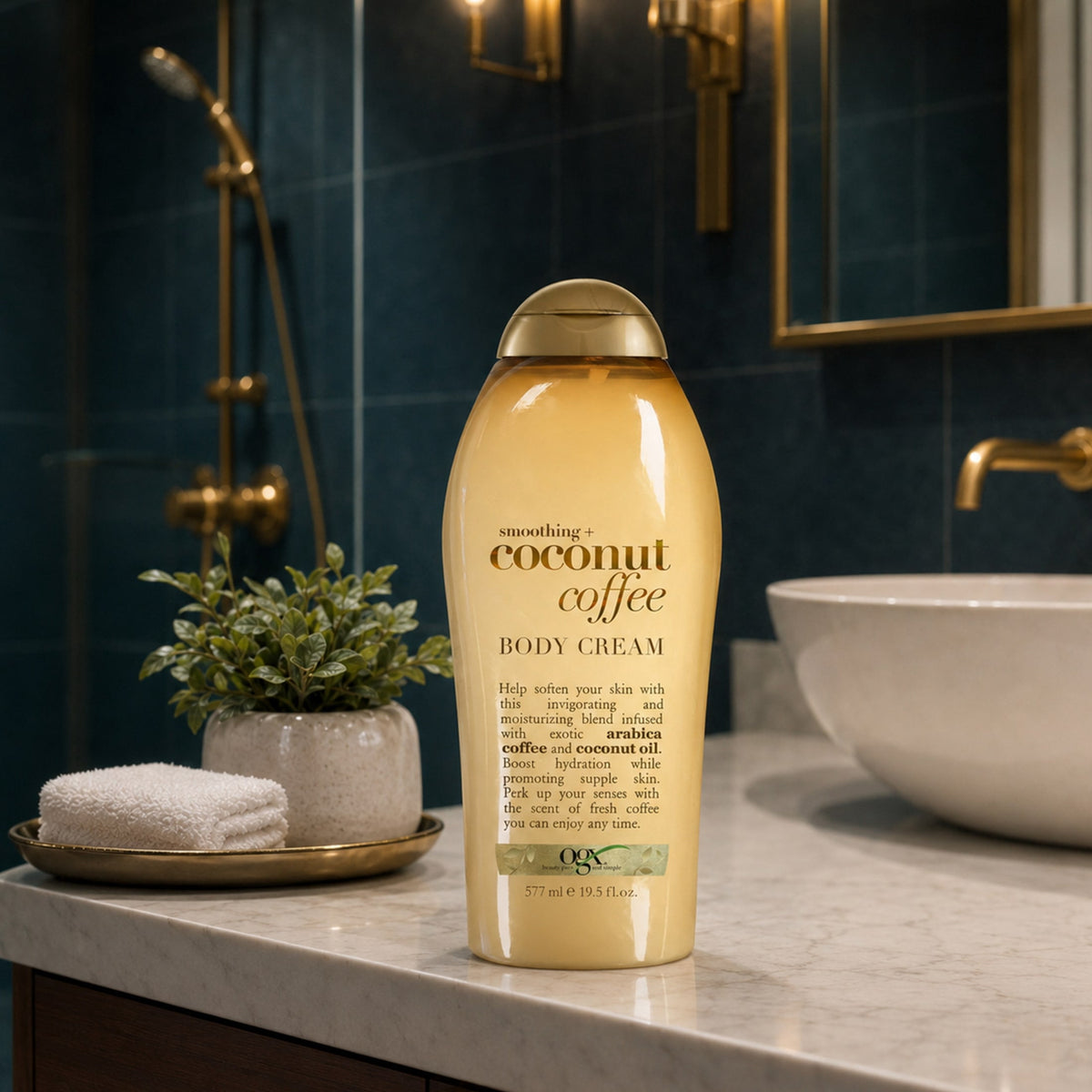 OGX Smoothing + Coconut Coffee Full Body Cream for Soft Skin, 19.5 oz