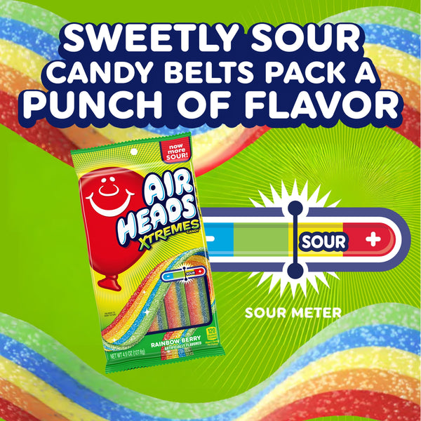 Airheads Xtremes Belts Candy, Rainbow Berry, 4.5 oz
