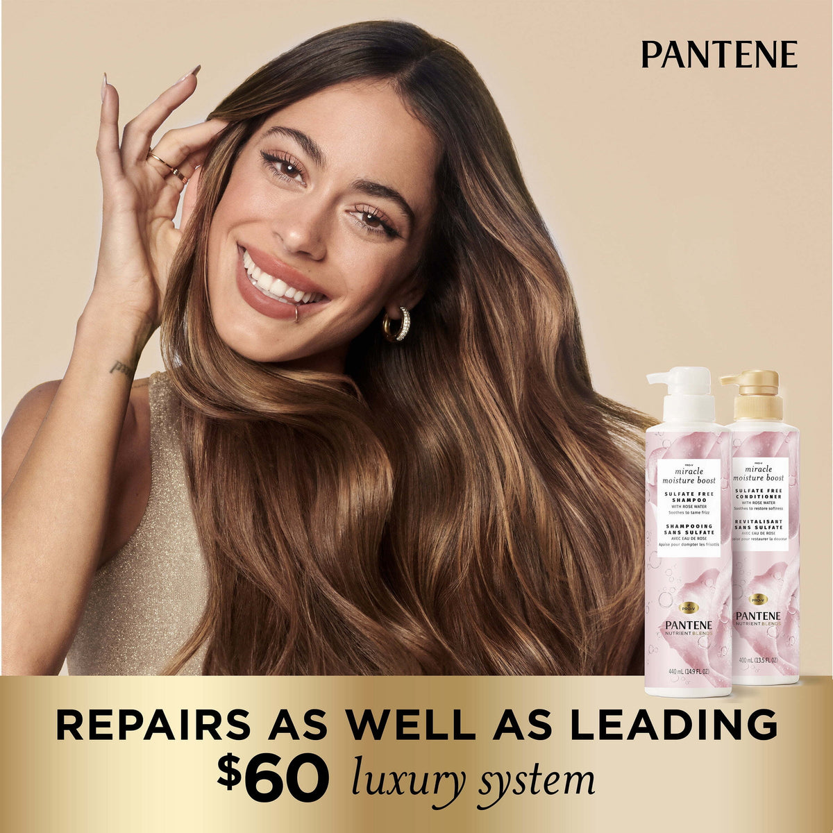 Pantene Nutrient Blends Conditioner Miracle Moisture Boost with Rose Water, 13.5 fl oz